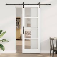 Schuifdeur met Hardware Set Wit 78x211 cm Massief Grenenhout
