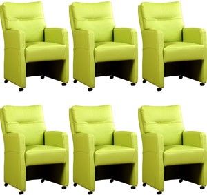 Leren eetkamerfauteuil sharp, groen leer, groene keukenstoelen