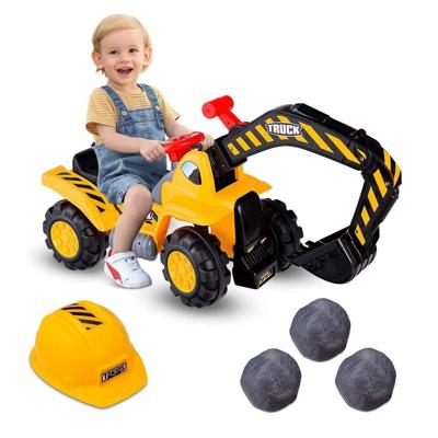 Zitgraafmachine met Ingebouwd Opbergvak Graafmachine voor Kinderen met Hoorn Incl. Steen en Helm Zandbagger 89 x 44,5 x 30,5cm