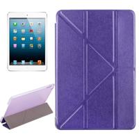 Transformers stijl zijde textuur horizontale Flip effen kleur lederen draagtas met houder voor iPad mini 2019 (paars)