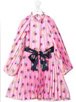 MSGM Kids robe mi-longue plissée à fleurs - Rose