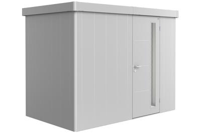 Biohort Metalen tuinhuis Neo - Enkele deur - Zilver - 1C (292x180 cm)- Plat dak- Metaal- Biohort