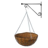 Hanging basket 30 cm met metalen muurhaak en kokos inlegvel - thumbnail