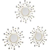 Gouden Spiegelset - 3 Ronde Hangspiegels Ø25.5cm met Frame