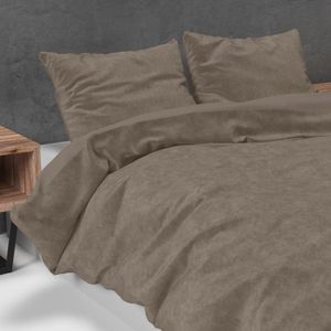 Sleeptime Dekbedovertrek Velvet Uni Taupe-1-persoons (140 x 200/220 cm)