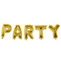 Verjaardag feest folie ballonenslinger set met tekst PARTY 300 cm Verjaardag feest folie ballonenslinger set met tekst PARTY 300 cm