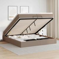 Ottoman bed met matrassen 200x200cm kunstleer cappuccinokleurig