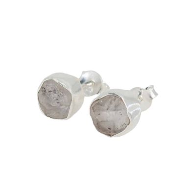 Geboortesteen Oorstekers April Ruwe Herkimer - 925 Zilver
