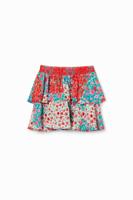 Minirok met ruches en bloemen - RED - 9/10