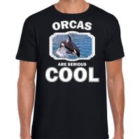 T-shirt orcas are serious cool zwart heren - orka walvissen/ grote orka shirt - thumbnail