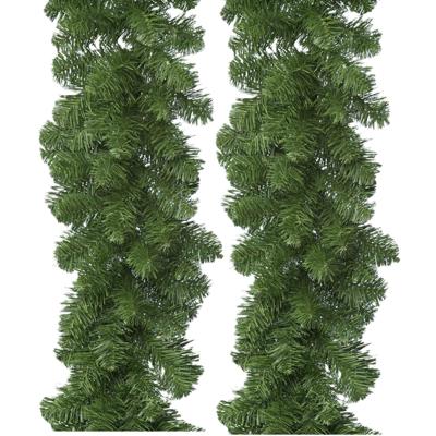 Bellatio decorations Dennenslinger - 2x - groen - 270 x 25 cm - PVC - dennen guirlande