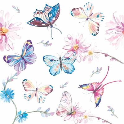 Paperdesign Servetten Vlinders - 20x stuks - 3 laags - 33 x 33 cm - bloemen - lentefeest