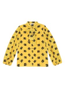 Dolce & Gabbana Kids DG-print pussy-bow shirt - Jaune