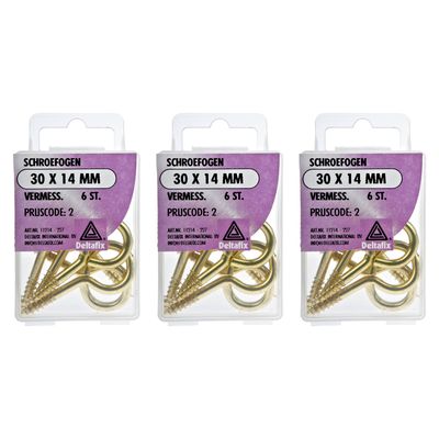 Deltafix Schroefogen - 18x - verzinkt metaal - 30 x 14 mm - ijzerwaren
