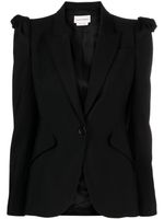 Alexander McQueen blazer boutonné à détail noué - Noir