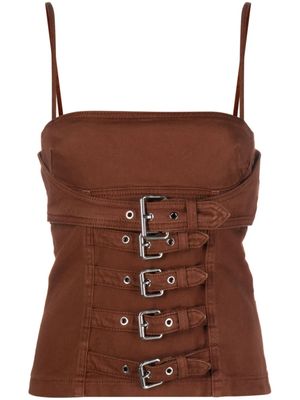 Blumarine haut en jean à boucle - Marron