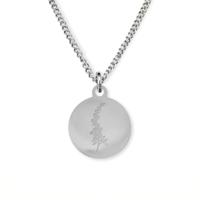 Gegraveerde geboortebloem ketting OUD DESIGN - Stainless steel - Zilver - 12 mm - Juli - ridderspoor