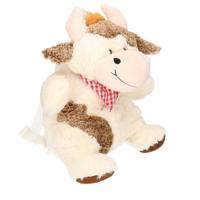 Pluche koeien rugtas - knuffelkoeien tas - 20 x 36 cm - wit/creme