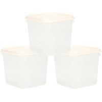 Hega Hogar Voorraad - vershoudbakjes - 3x stuks - transparant/wit - kunststof - 0,3 liter