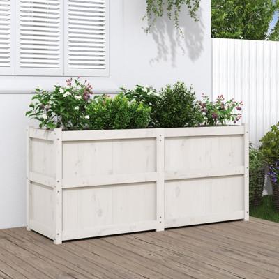VidaXL Plantenbak 150x50x70 cm massief grenenhout wit