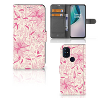 OnePlus Nord N10 Hoesje Pink Flowers - thumbnail