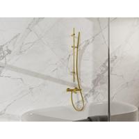 Fortifura Calvi Badkraan - met glijstangset - staafhanddouche - gladde doucheslang - geborsteld messing PVD (Goud) SW767490/SW720570/SW728176/SW720226