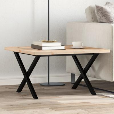 Salontafel X-frame 60x60x40,5 cm grenenhout en staal