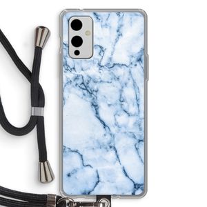 Blauw marmer: OnePlus 9 Transparant Hoesje met koord
