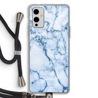 Blauw marmer: OnePlus 9 Transparant Hoesje met koord