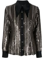 Almaz chemise boutonnée à sequins brodés - Noir