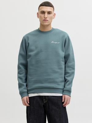 Jack & Jones Jcodust Script Sweat Crew Neck Sweater 5035707 North Atlantic