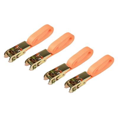 Spanbanden set - 4x stuks - oranje - polyester - 3,5 m - met ratel en haken