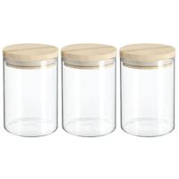 Secret de Gourmet Voorraadbus - 3x stuks - voorraadpot - 600 ml - glas met houten deksel