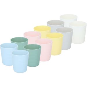 Drinkbekers - 24x - gekleurd - kunststof - 230 ml - herbruikbaar
