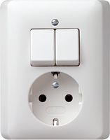Gira combinatie serieschakelaar en wandcontactdoos met randaarde zuiverwit mat