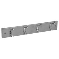 Kapstok rek voor wand/muur - grijs - 4 ophanghaken/knoppen - MDF/ijzer - 42 x 9 cm