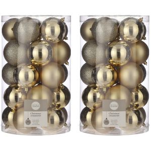 50x Kunststof kerstballen goud 8 cm