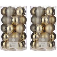 50x Kunststof kerstballen goud 8 cm