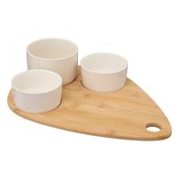 5Five Serveerplank bamboe - met 4x luxe schaaltjes - 35 x 24 cm - tapas en saus schaaltjes