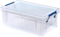 Bankers Box opbergdoos 10 liter, transparant met blauwe handvaten, set van 4 stuks verpakt in carton Bankers Box opbergdoos 10 liter, transparant met blauwe handvaten, set van 4 stuks verpakt in carton