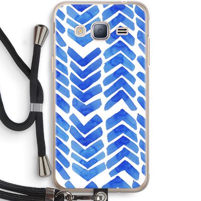 Blauwe pijlen: Samsung Galaxy J3 (2016) Transparant Hoesje met koord