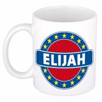 Elijah voornaam koffiemok - beker - wit/blauw - 300 ml - Cadeau - Heren - Collega - Vaderdag