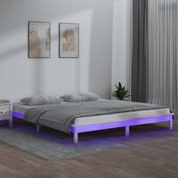 Bedframe LED massief hout wit 180x200 cm