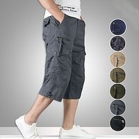 Voor heren Cargohosen Cargo-broek Werkbroeken Cropped Meerdere zakken Effen Camouflage Kleur Comfort Ademend Kuitlengte Casual Dagelijks Streetwear Katoenmix Sport Modieus kurkuma Zwart Lightinthebox - thumbnail