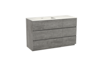 Storke Edge staand badmeubel 130 x 52 cm beton donkergrijs met Mata asymmetrisch linkse wastafel in solid surface