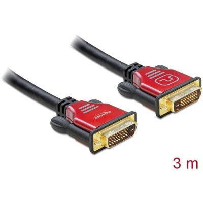 Delock 84346 DVI-kabel DVI Aansluitkabel DVI-D 24+1-polige stekker, DVI-D 24+1-polige stekker 3.00 m Zwart Vergulde steekcontacten, Met Ferrietkern