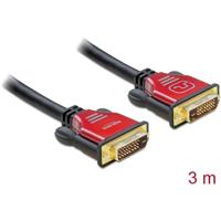 Delock DVI Aansluitkabel DVI-D 24+1-polige stekker, DVI-D 24+1-polige stekker 3.00 m Zwart 84346 Vergulde steekcontacten, Met Ferrietkern DVI-kabel