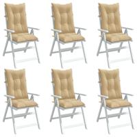 VidaXL Stoelkussens 6 st hoge rug 120x50x7 cm stof gemêleerd beige