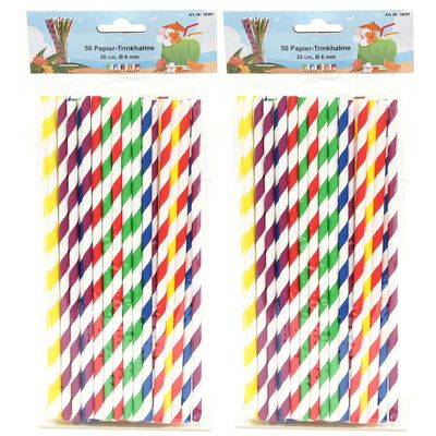 Drinkrietjes - papier - set 100x - multicolor kleuren - 20 cm - verjaardag/feestje Drinkrietjes - papier - set 100x - multicolor kleuren - 20 cm - verjaardag/feestje