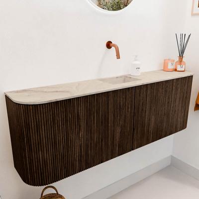 Toiletmeubel Mondiaz Joya Dlux | 123.2 cm | Meubelkleur Walnut | Faye wastafel Frappe Wasbak Midden | Zonder kraangat(en)
